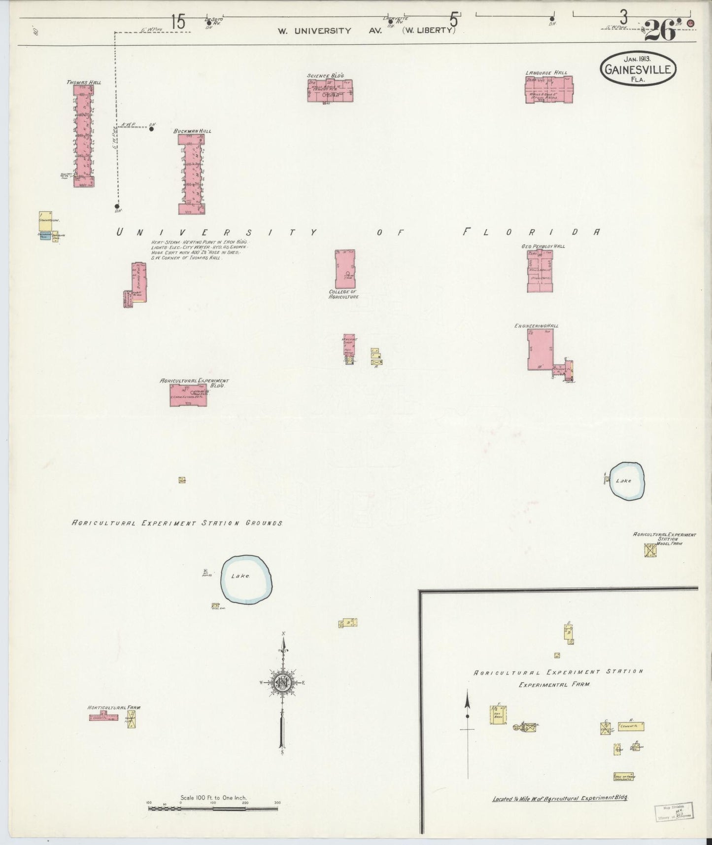 Sanborn Fire Insurance Map from Gainesville, Alachua County, Florida (1913), Sheet #0026 - Historic Sanborn Fire Insurance Map Print, vintage old map wall art, antique decor, genealogy gift, Florida Florida map