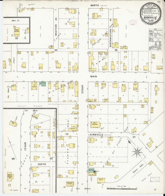 Sanborn Fire Insurance Map from Kirkville, Wapello County, Iowa (1895), Sheet #0001 - Historic Sanborn Fire Insurance Map Print, vintage old map wall art