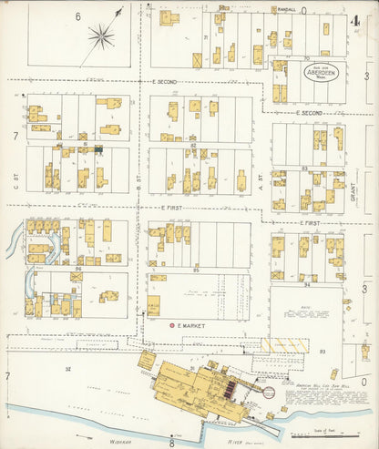 Sanborn Fire Insurance Map from Aberdeen, Grays Harbor County, Washington (1906), Sheet #0004 - Complete Map Set gallery image, historic Sanborn map, vintage wall art, Washington Washington