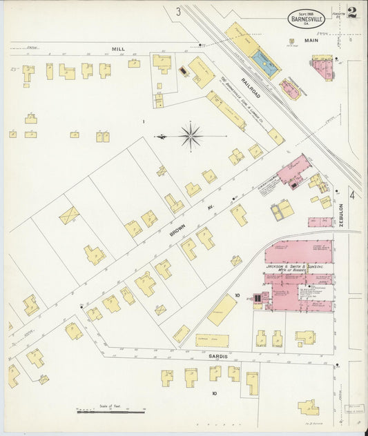 Sanborn Fire Insurance Map from Barnesville, Lamar County, Georgia (1908), Sheet #0002 - Historic Sanborn Fire Insurance Map Print, vintage old map wall art, antique decor, genealogy gift, Georgia Georgia map