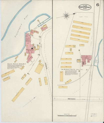 Sanborn Fire Insurance Map from Dover, Piscataguis County, Maine (1906), Sheet #0006 - Complete Map Set gallery image, historic Sanborn map, vintage wall art, Maine Maine
