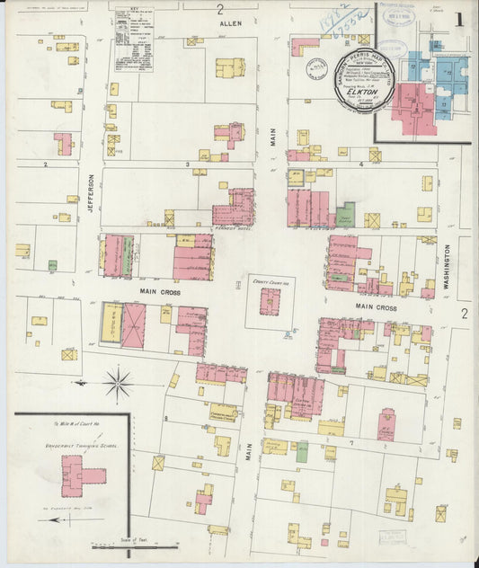 Sanborn Fire Insurance Map from Elkton, Todd County, Kentucky. (1898) – Historic Sanborn Fire Insurance Map Print