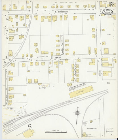 Sanborn Fire Insurance Map from Dothan, Houston County, Alabama (1912), Sheet #0013 - Complete Map Set gallery image, historic Sanborn map, vintage wall art, Alabama Alabama