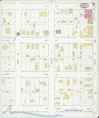 Sanborn Fire Insurance Map from Morris, Stevens County, Minnesota (1915), Sheet #0003 - Historic Sanborn Fire Insurance Map Print, vintage old map wall art, antique decor, genealogy gift, Minnesota Minnesota map