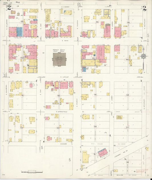 Sanborn Fire Insurance Map from Union, Franklin County, Missouri (1935), Sheet #0002 - Historic Sanborn Fire Insurance Map Print, vintage old map wall art, antique decor, genealogy gift, Missouri Missouri map