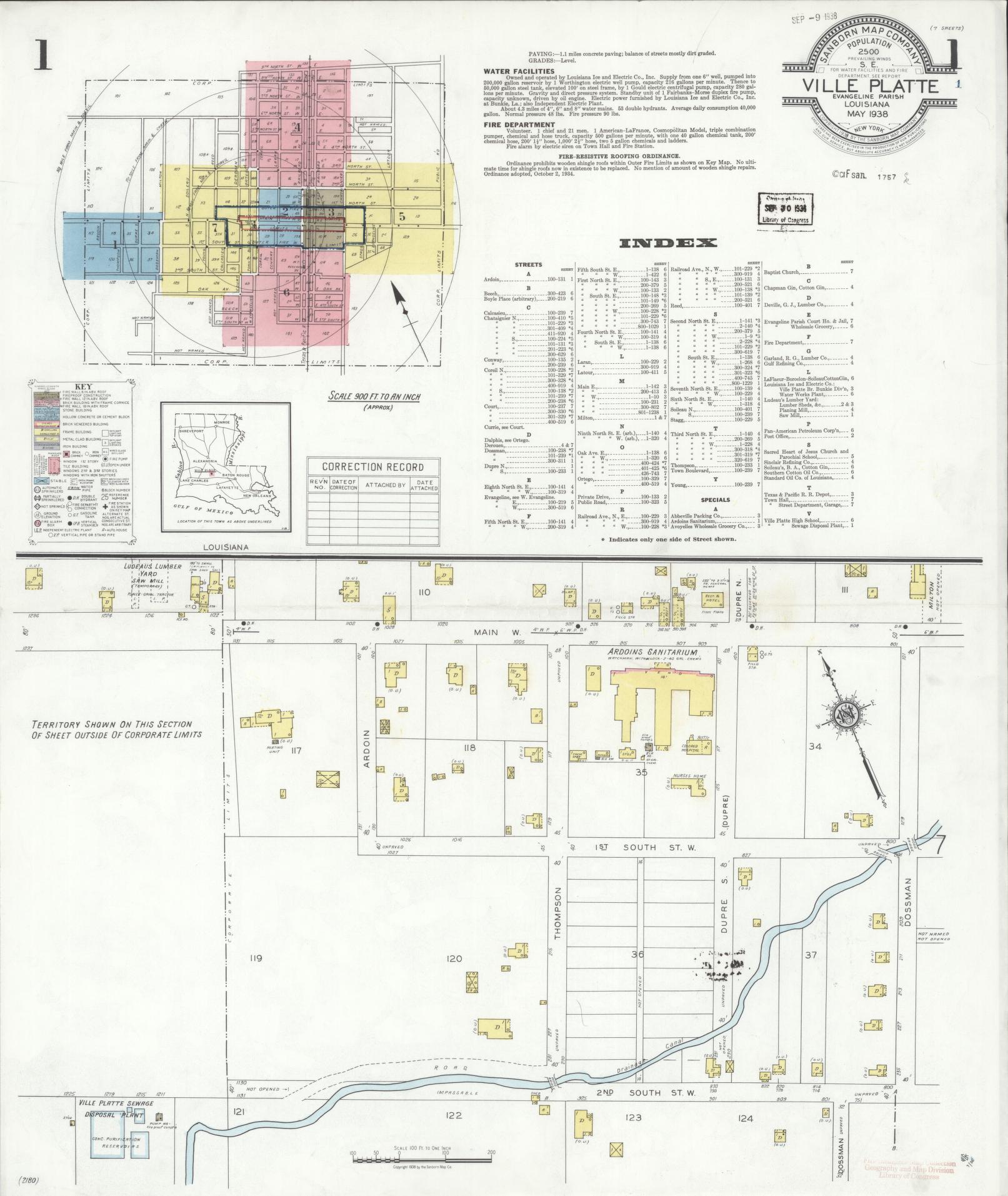 Sanborn Fire Insurance Map from Ville Platte, Evangeline Parish, Louisiana. (1938) – Historic Sanborn Fire Insurance Map Print