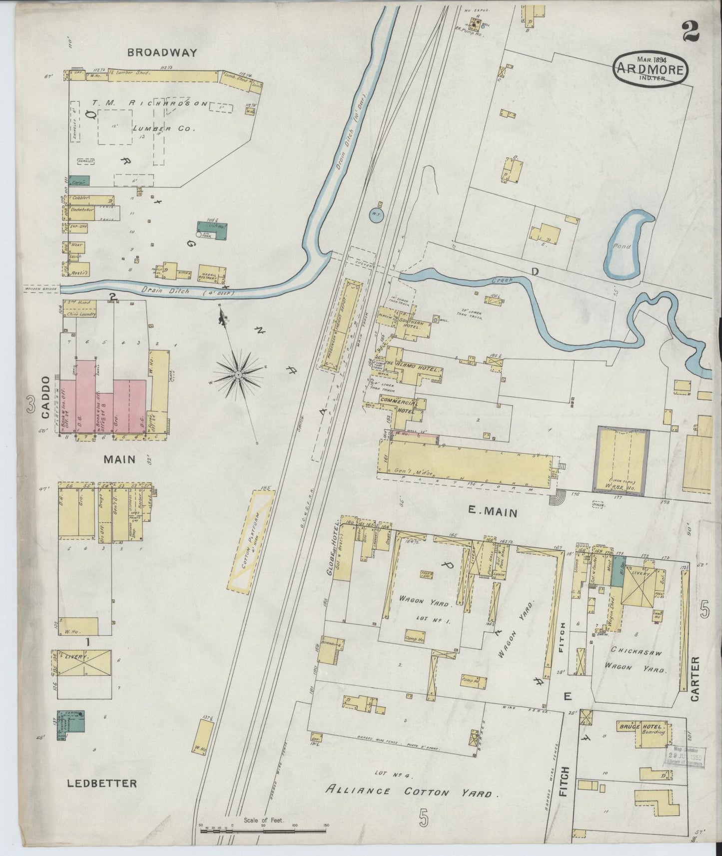 Sanborn Fire Insurance Map from Ardmore, Carter County, Oklahoma (1894), Sheet #0002 - Complete Map Set gallery image, historic Sanborn map, vintage wall art, Oklahoma Oklahoma