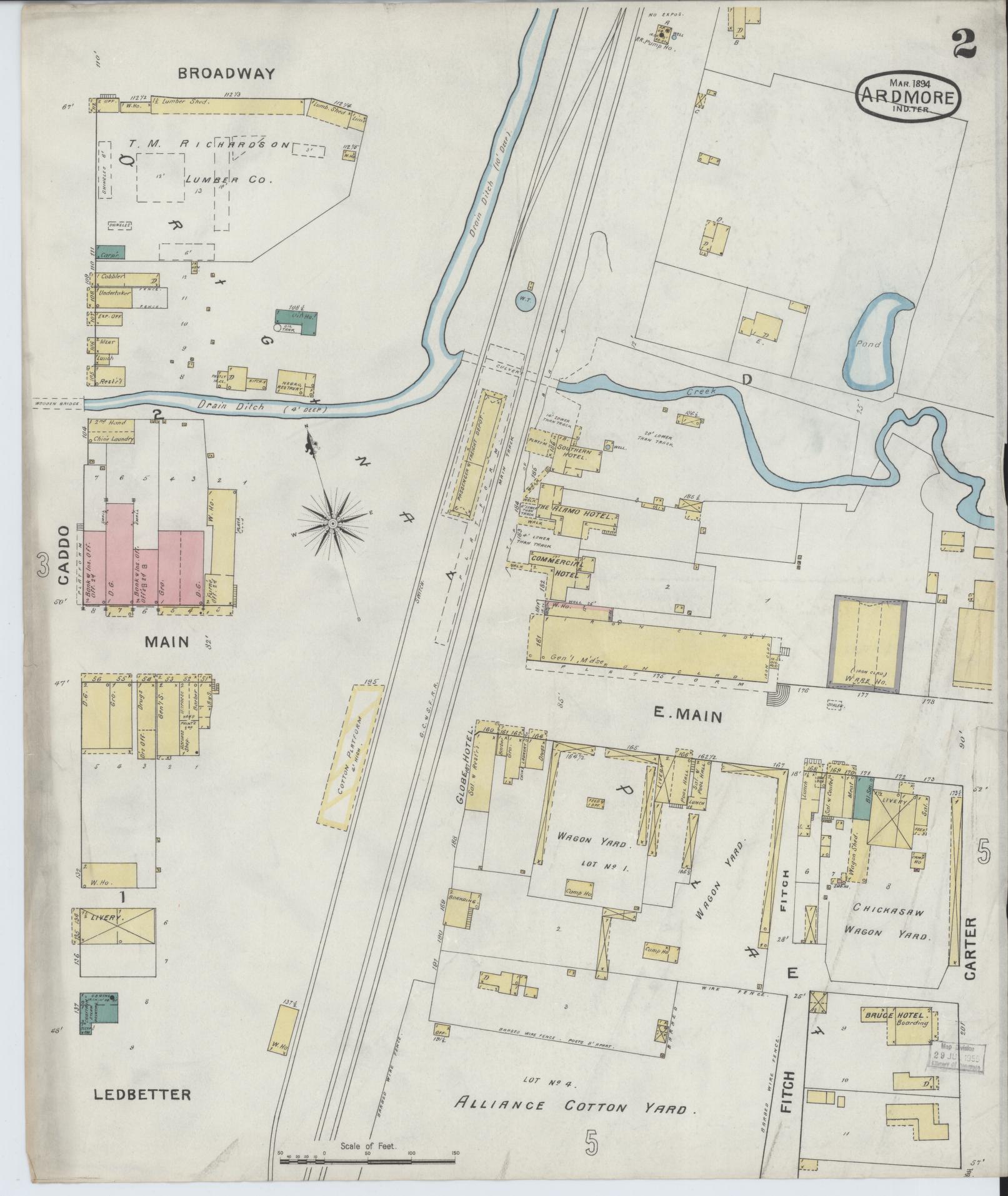 Sanborn Fire Insurance Map from Ardmore, Carter County, Oklahoma (1894), Sheet #0002 - Complete Map Set gallery image, historic Sanborn map, vintage wall art, Oklahoma Oklahoma
