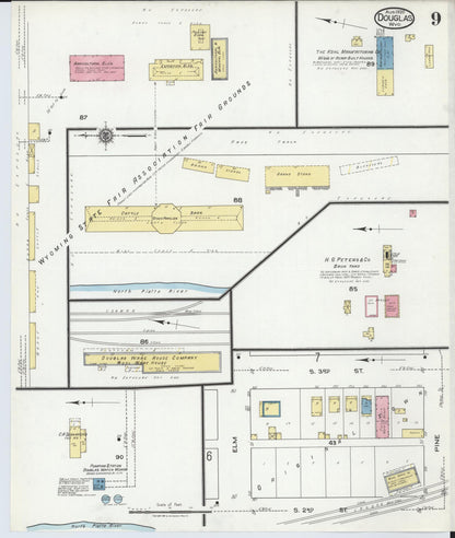 Sanborn Fire Insurance Map from Douglas, Converse County, Wyoming (1920), Sheet #0009 - Complete Map Set gallery image, historic Sanborn map, vintage wall art, Wyoming Wyoming