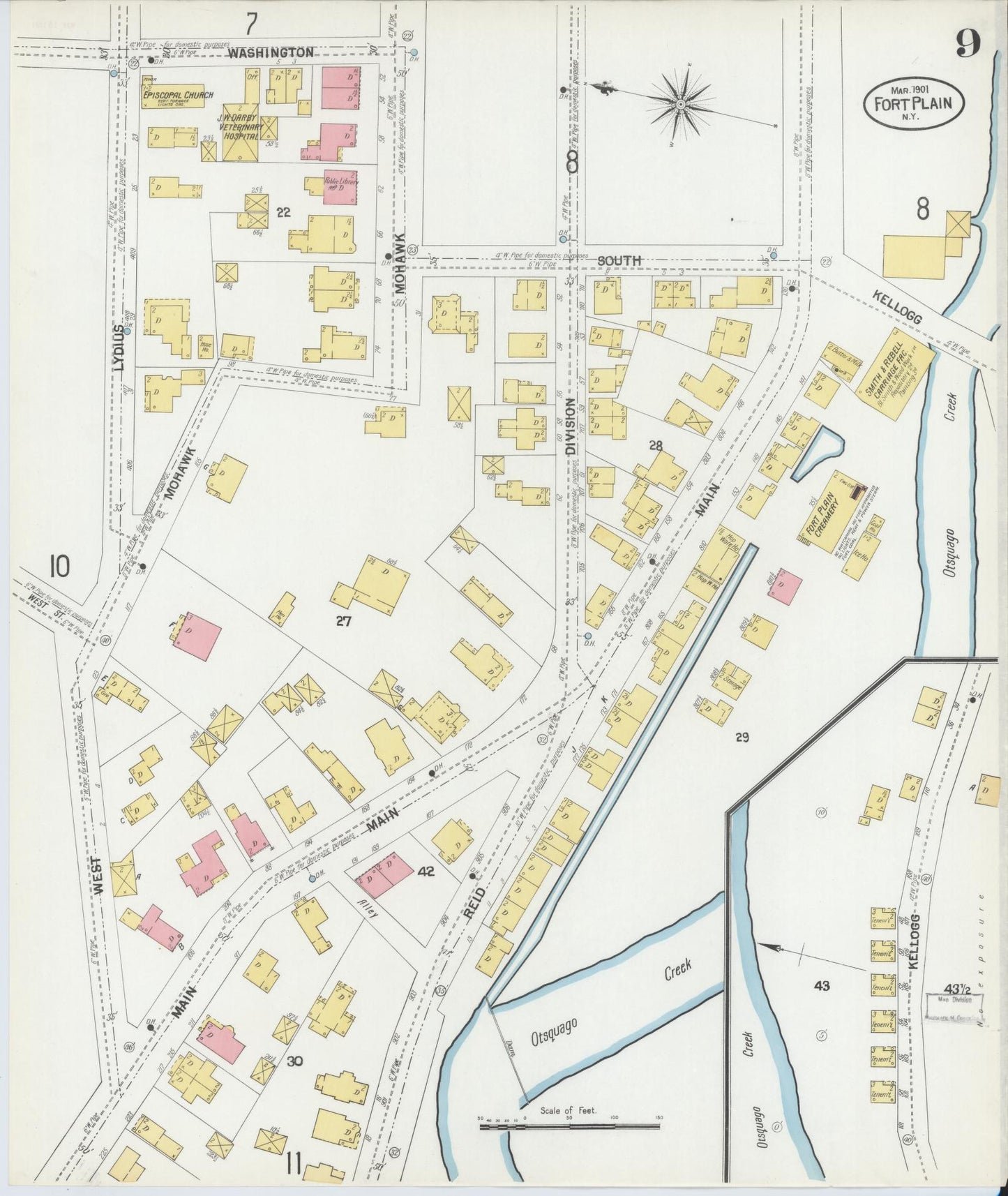 Sanborn Fire Insurance Map from Fort Plain, Montgomery County, New York (1901), Sheet #0009 - Complete Map Set gallery image, historic Sanborn map, vintage wall art, New York New York