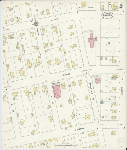 Sanborn Fire Insurance Map from Onarga, Iroquois County, Illinois (1914), Sheet #0003 - Complete Map Set gallery image, historic Sanborn map, vintage wall art, Illinois Illinois