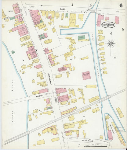 Sanborn Fire Insurance Map from Fort Edward, Washington County, New York (1909), Sheet #0006 - Complete Map Set gallery image, historic Sanborn map, vintage wall art, New York New York