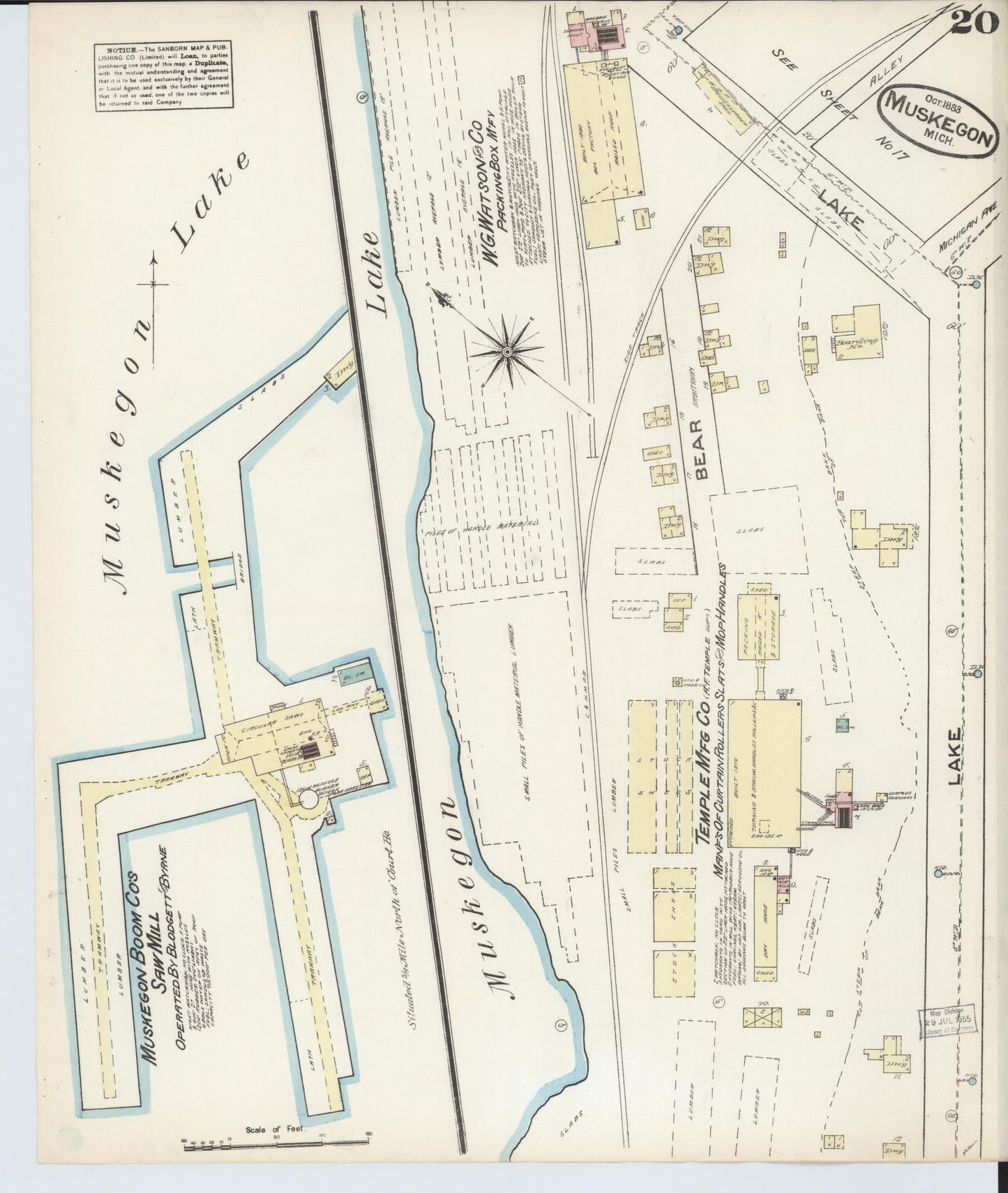 Sanborn Fire Insurance Map from Muskegon, Muskegon County, Michigan (1883), Sheet #0020 - Complete Map Set gallery image, historic Sanborn map, vintage wall art, Michigan Michigan