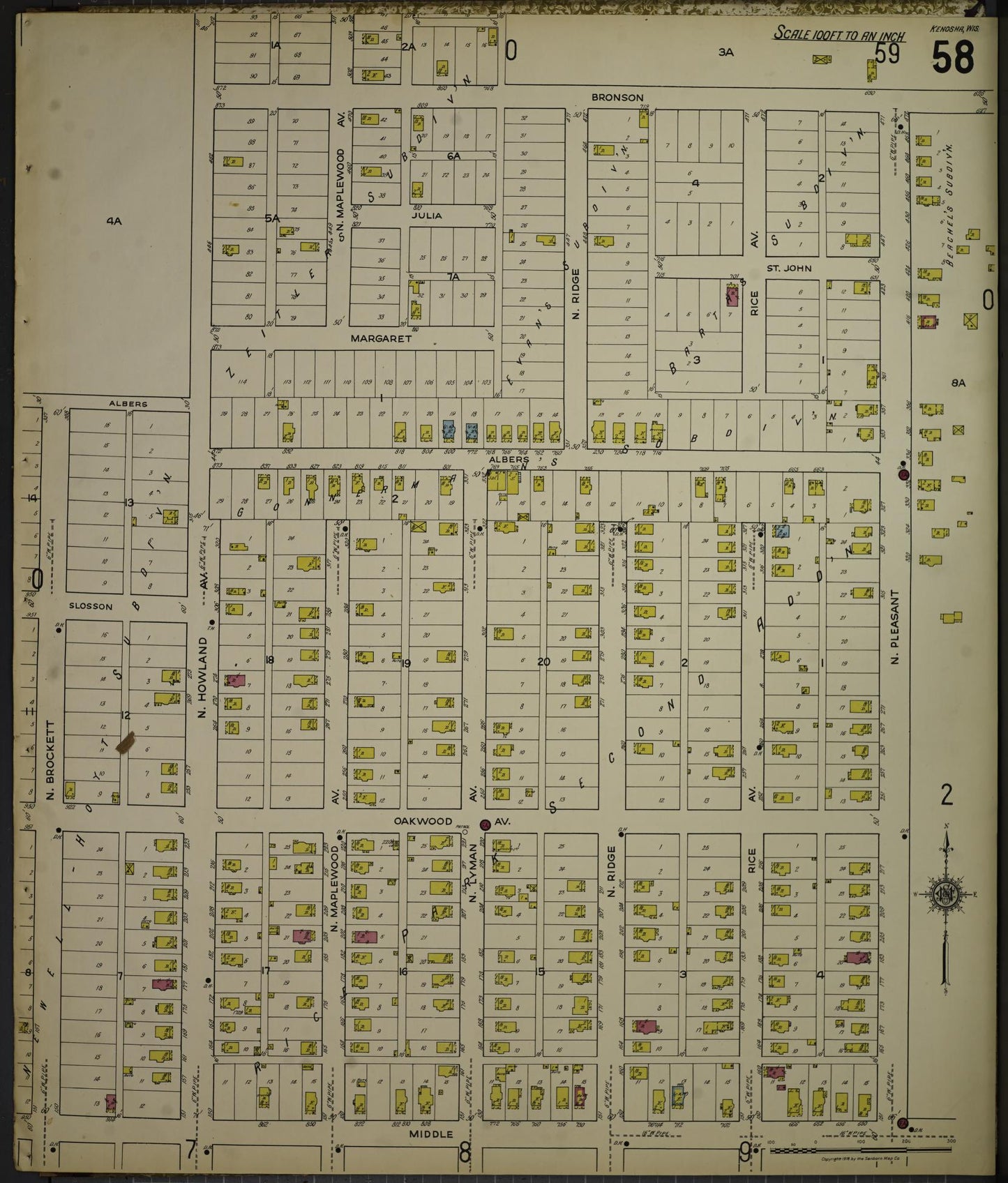 Sanborn Fire Insurance Map from Kenosha, Kenosha County, Wisconsin. (1918), Sheet 62