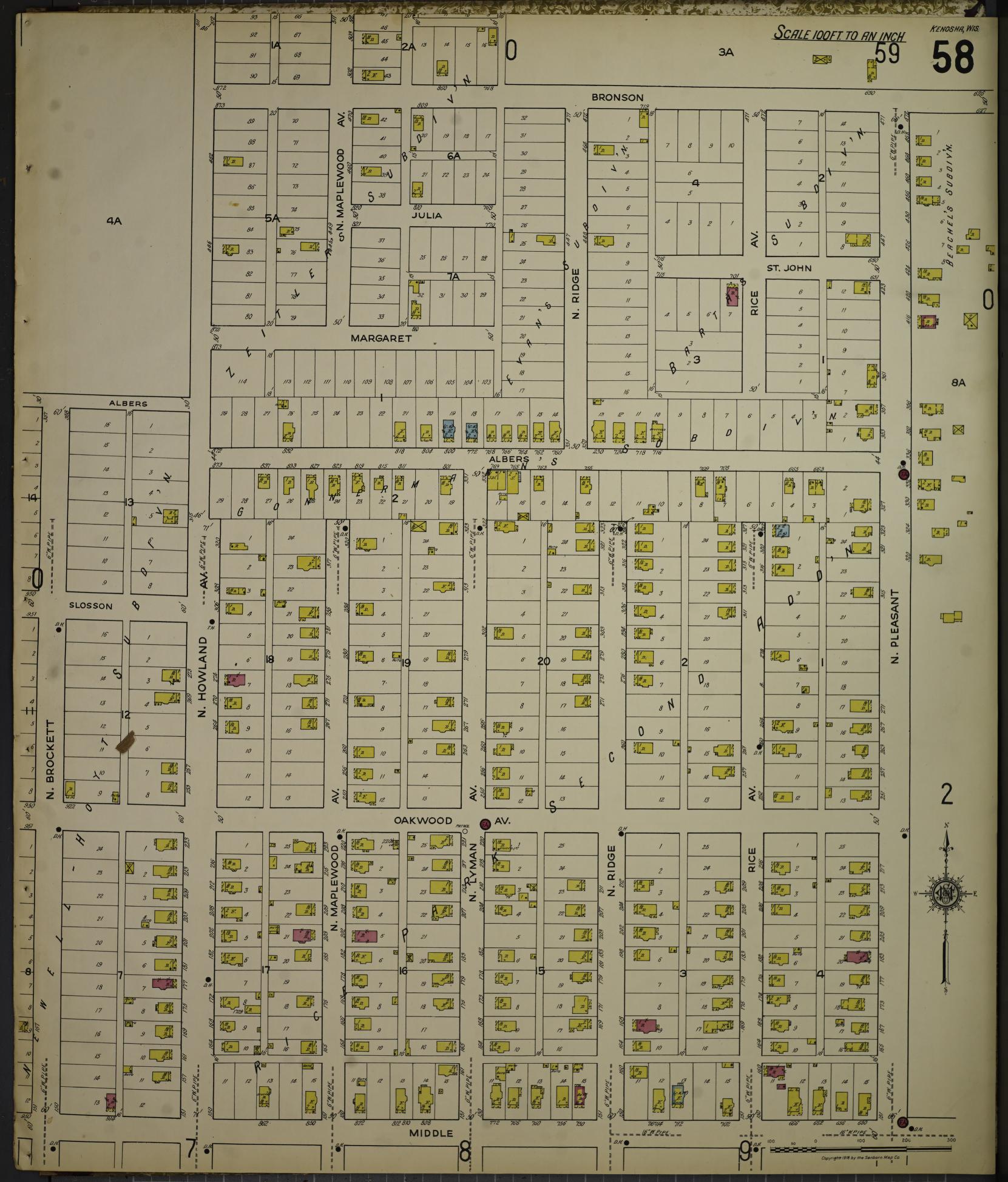 Sanborn Fire Insurance Map from Kenosha, Kenosha County, Wisconsin. (1918), Sheet 62