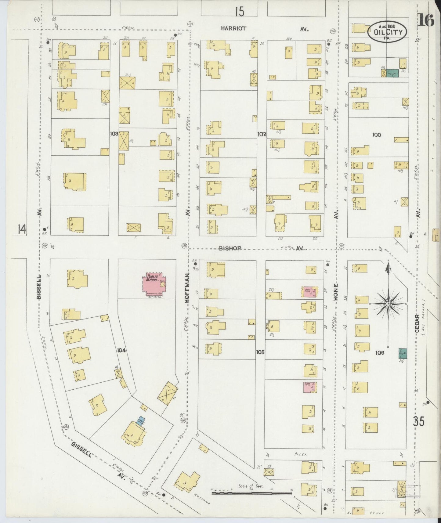 Sanborn Fire Insurance Map from Oil City, Venango County, Pennsylvania (1906), Sheet #0016 - Complete Map Set gallery image, historic Sanborn map, vintage wall art, Pennsylvania Pennsylvania