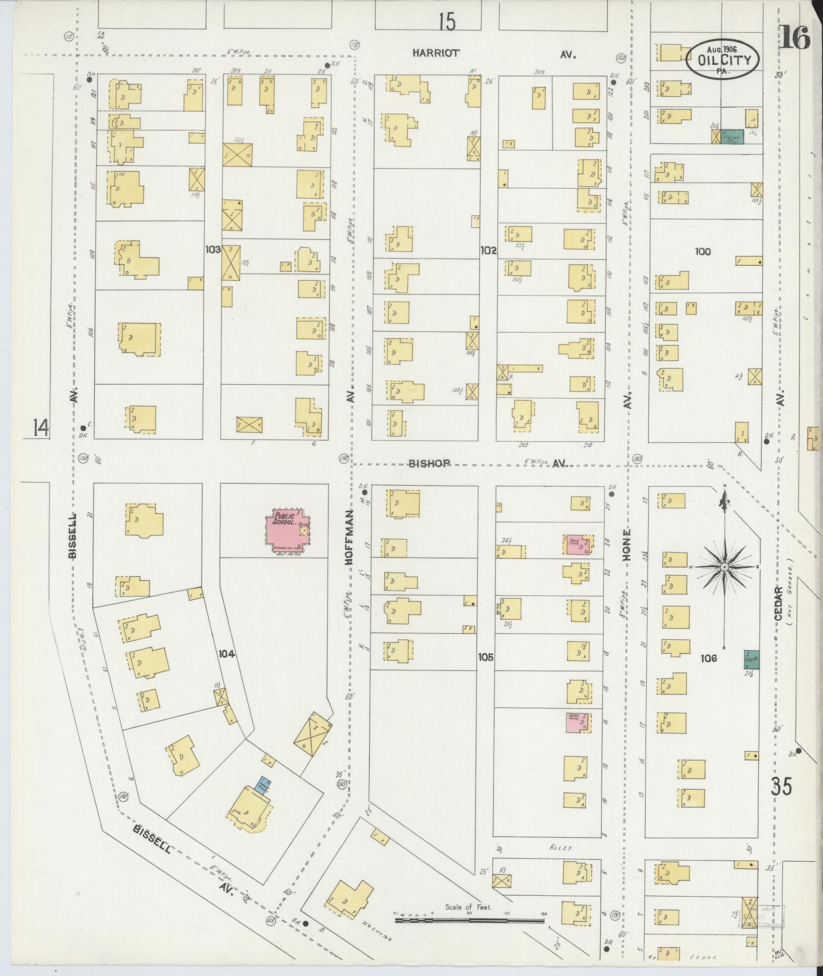 Sanborn Fire Insurance Map from Oil City, Venango County, Pennsylvania (1906), Sheet #0016 - Complete Map Set gallery image, historic Sanborn map, vintage wall art, Pennsylvania Pennsylvania
