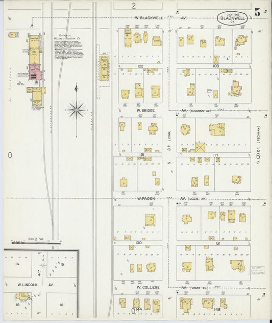 Sanborn Fire Insurance Map from Blackwell, Kay County, Oklahoma (1903), Sheet #0005 - Historic Sanborn Fire Insurance Map Print, vintage old map wall art, antique decor, genealogy gift, Oklahoma Oklahoma map