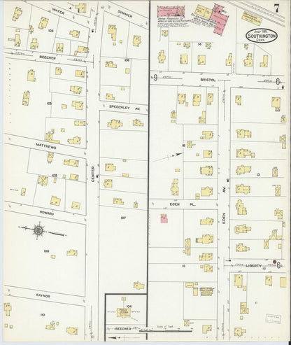 Sanborn Fire Insurance Map from Southington, Hartford County, Connecticut (1911), Sheet #0007 - Complete Map Set gallery image, historic Sanborn map, vintage wall art, Connecticut Connecticut