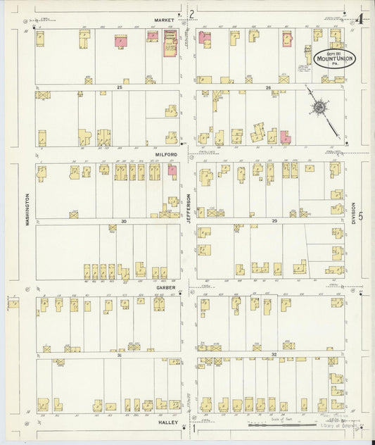 Sanborn Fire Insurance Map from Mount Union, Huntingdon County, Pennsylvania (1911), Sheet #0004 - Historic Sanborn Fire Insurance Map Print, vintage old map wall art, antique decor, genealogy gift, Pennsylvania Pennsylvania map