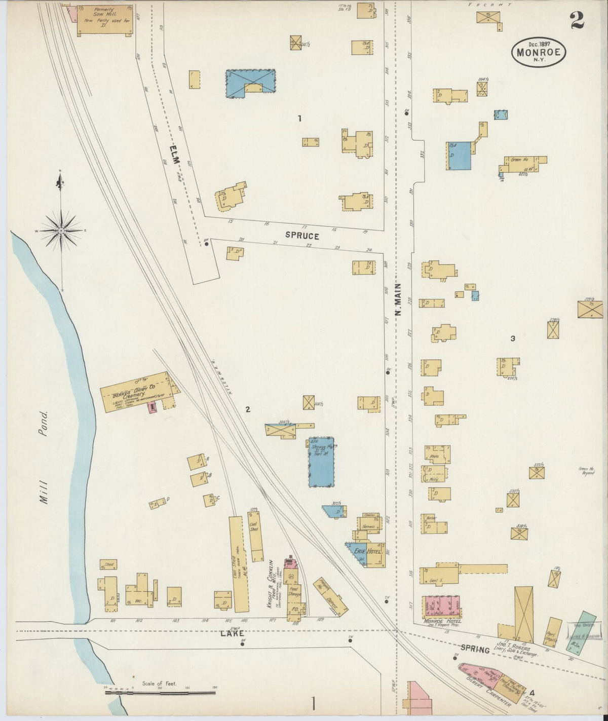 Sanborn Fire Insurance Map from Monroe, Orange County, New York (1897), Sheet #0002 - Complete Map Set gallery image, historic Sanborn map, vintage wall art, New York New York
