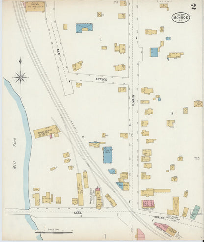 Sanborn Fire Insurance Map from Monroe, Orange County, New York (1897), Sheet #0002 - Complete Map Set gallery image, historic Sanborn map, vintage wall art, New York New York