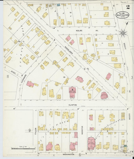 Sanborn Fire Insurance Map from Napoleon, Henry County, Ohio (1905), Sheet #0002 - Historic Sanborn Fire Insurance Map Print, vintage old map wall art, antique decor, genealogy gift, Ohio Ohio map