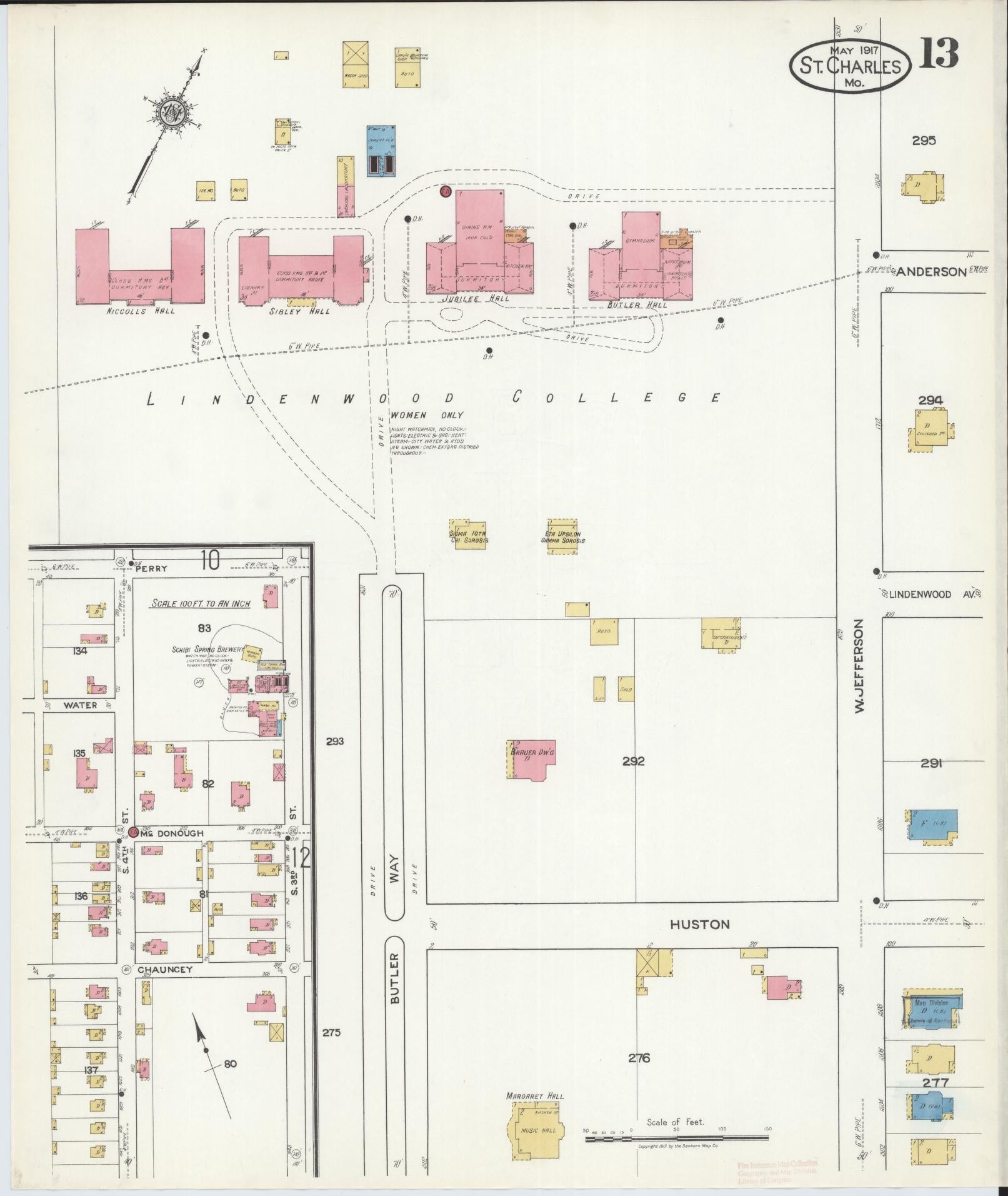 Sanborn Fire Insurance Map from Saint Charles, Saint Charles County, Missouri (1917), Sheet #0013 - Complete Map Set gallery image, historic Sanborn map, vintage wall art, Missouri Missouri