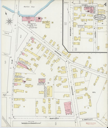 Sanborn Fire Insurance Map from Westfield, Hampden County, Massachusetts (1895), Sheet #0004 - Complete Map Set gallery image, historic Sanborn map, vintage wall art, Massachusetts Massachusetts