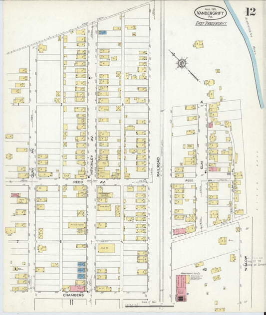 Sanborn Fire Insurance Map from Vandergrift, Westmoreland County, Pennsylvania (1915), Sheet #0012 - Historic Sanborn Fire Insurance Map Print, vintage old map wall art, antique decor, genealogy gift, Pennsylvania Pennsylvania map