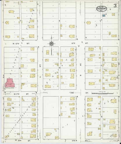 Sanborn Fire Insurance Map from Fairbury, Jefferson County, Nebraska (1921), Sheet #0003 - Complete Map Set gallery image, historic Sanborn map, vintage wall art, Nebraska Nebraska
