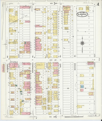 Sanborn Fire Insurance Map from Glassport, Allegheny County, Pennsylvania (1909), Sheet #0004 - Complete Map Set gallery image, historic Sanborn map, vintage wall art, Pennsylvania Pennsylvania