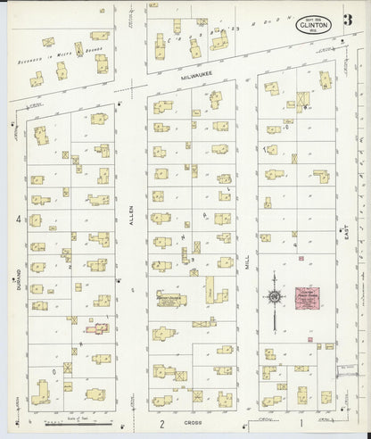 Sanborn Fire Insurance Map from Clinton, Rock County, Wisconsin (1914), Sheet #0003 - Complete Map Set gallery image, historic Sanborn map, vintage wall art, Wisconsin Wisconsin