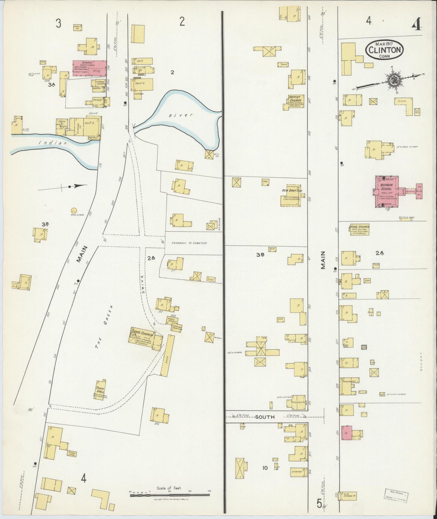Sanborn Fire Insurance Map from Clinton, Middlesex County, Connecticut (1917), Sheet #0004 - Complete Map Set gallery image, historic Sanborn map, vintage wall art, Connecticut Connecticut