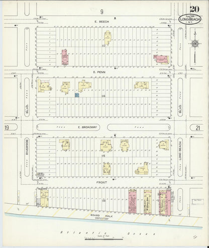 Sanborn Fire Insurance Map from Long Beach, Nassau County, New York (1914), Sheet #0020 - Complete Map Set gallery image, historic Sanborn map, vintage wall art, New York New York