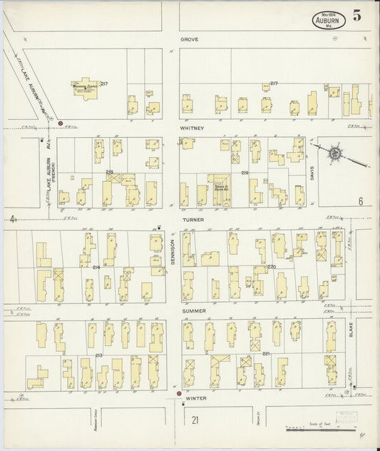 Sanborn Fire Insurance Map from Auburn, Androscoggin County, Maine (1914), Sheet #0005 - Historic Sanborn Fire Insurance Map Print, vintage old map wall art, antique decor, genealogy gift, Maine Maine map