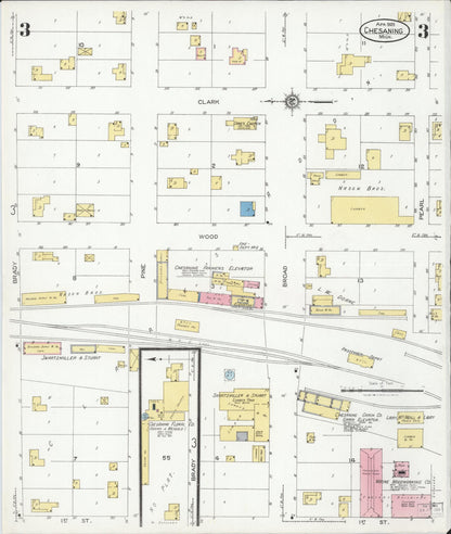 Sanborn Fire Insurance Map from Chesaning, Saginaw County, Michigan (1925), Sheet #0003 - Complete Map Set gallery image, historic Sanborn map, vintage wall art, Michigan Michigan