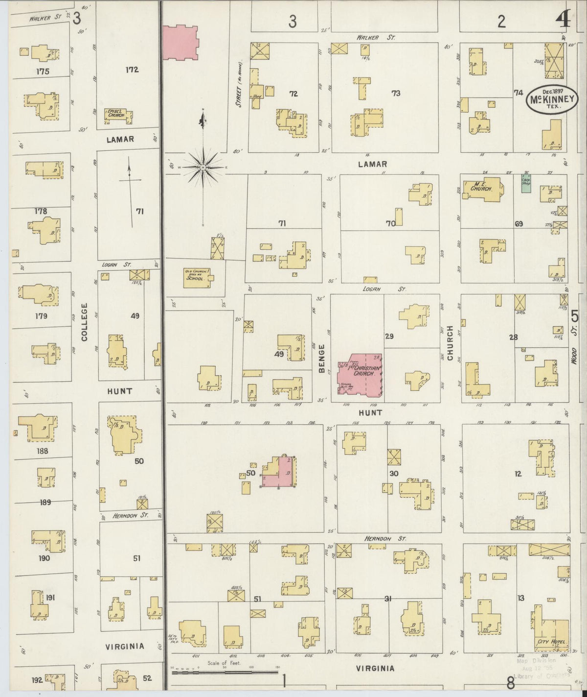 Sanborn Fire Insurance Map from McKinney, Collin County, Texas (1897), Sheet #0004 - Complete Map Set gallery image, historic Sanborn map, vintage wall art, Texas Texas