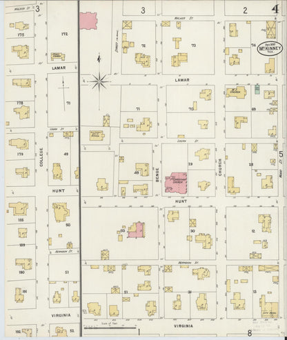 Sanborn Fire Insurance Map from McKinney, Collin County, Texas (1897), Sheet #0004 - Complete Map Set gallery image, historic Sanborn map, vintage wall art, Texas Texas