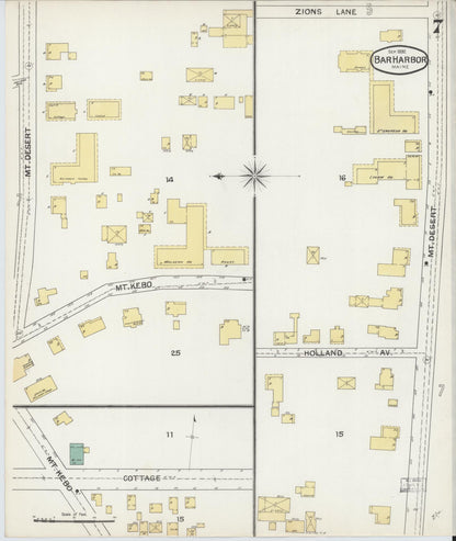 Sanborn Fire Insurance Map from Bar Harbor, Hancock County, Maine (1892), Sheet #0007 - Complete Map Set gallery image, historic Sanborn map, vintage wall art, Maine Maine