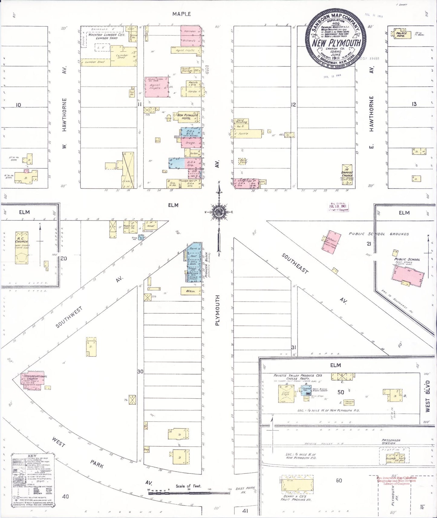 Sanborn Fire Insurance Map from New Plymouth, Payette County, Idaho (1911), Sheet #0001 - Historic Sanborn Fire Insurance Map Print, vintage old map wall art, antique decor, genealogy gift, Idaho Idaho map