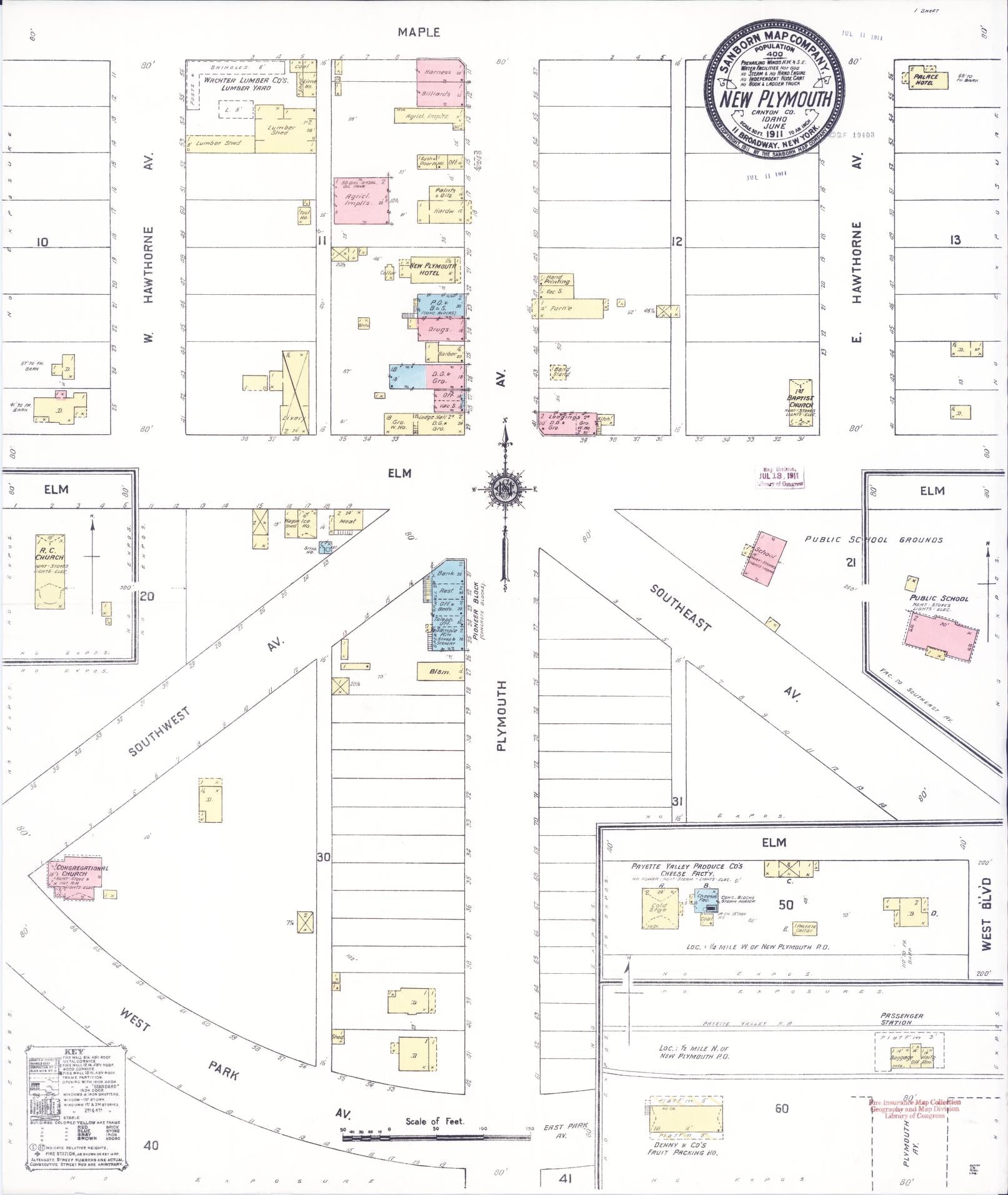 Sanborn Fire Insurance Map from New Plymouth, Payette County, Idaho (1911), Sheet #0001 - Historic Sanborn Fire Insurance Map Print, vintage old map wall art, antique decor, genealogy gift, Idaho Idaho map