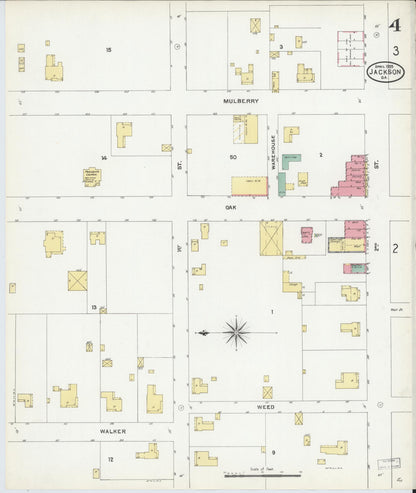 Sanborn Fire Insurance Map from Jackson, Butts County, Georgia (1905), Sheet #0004 - Complete Map Set gallery image, historic Sanborn map, vintage wall art, Georgia Georgia