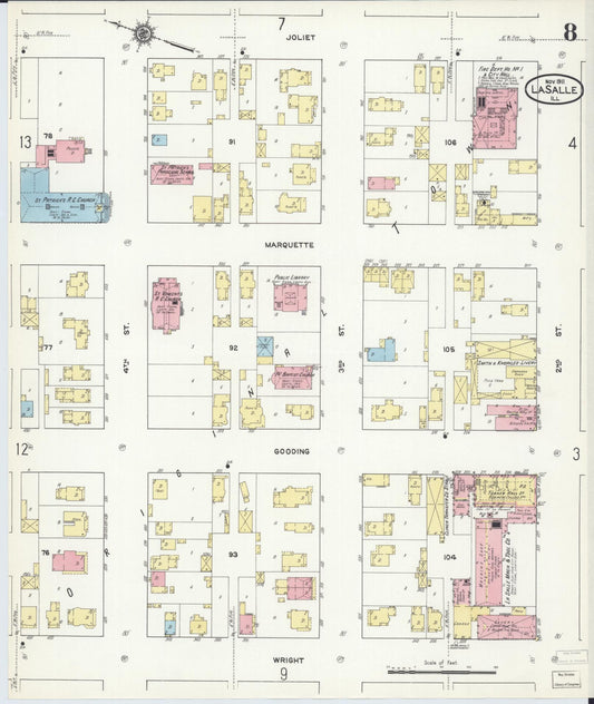 Sanborn Fire Insurance Map from La Salle, La Salle County, Illinois (1911), Sheet #0008 - Historic Sanborn Fire Insurance Map Print, vintage old map wall art, antique decor, genealogy gift, Illinois Illinois map