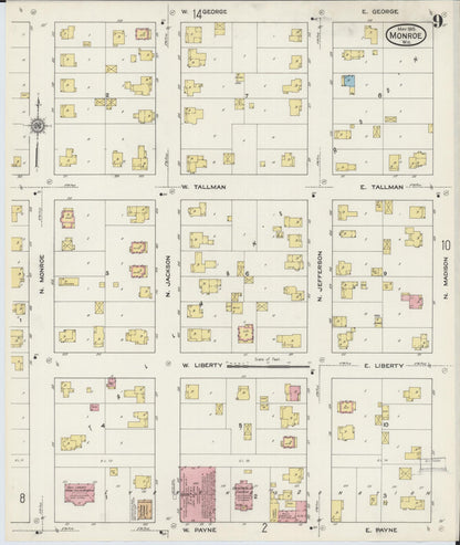 Sanborn Fire Insurance Map from Monroe, Green County, Wisconsin (1915), Sheet #0009 - Complete Map Set gallery image, historic Sanborn map, vintage wall art, Wisconsin Wisconsin