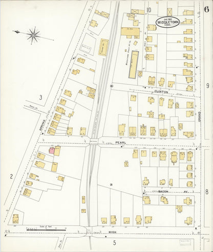 Sanborn Fire Insurance Map from Middletown, Middlesex County, Connecticut (1907), Sheet #0006 - Complete Map Set gallery image, historic Sanborn map, vintage wall art, Connecticut Connecticut
