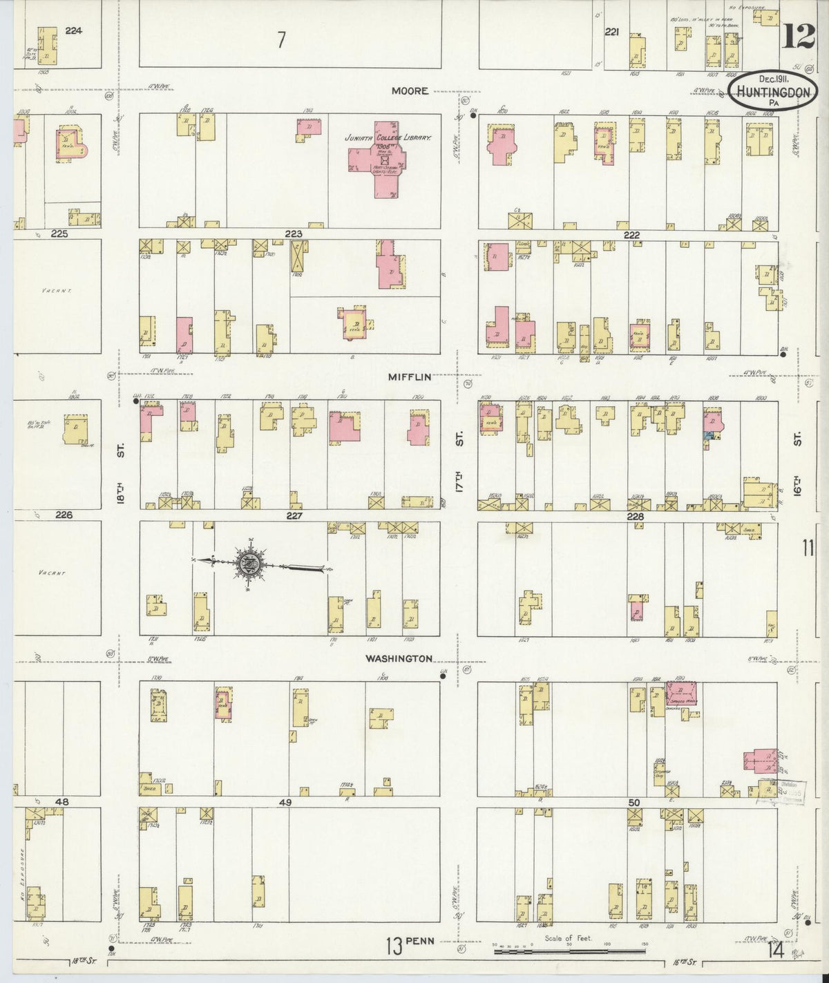 Sanborn Fire Insurance Map from Huntingdon, Huntingdon County, Pennsylvania (1911), Sheet #0012 - Complete Map Set gallery image, historic Sanborn map, vintage wall art, Pennsylvania Pennsylvania