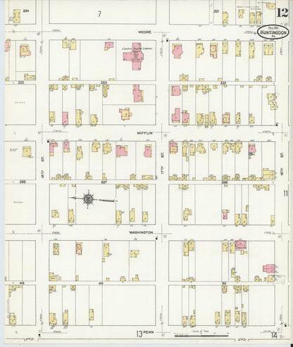 Sanborn Fire Insurance Map from Huntingdon, Huntingdon County, Pennsylvania (1911), Sheet #0012 - Complete Map Set gallery image, historic Sanborn map, vintage wall art, Pennsylvania Pennsylvania