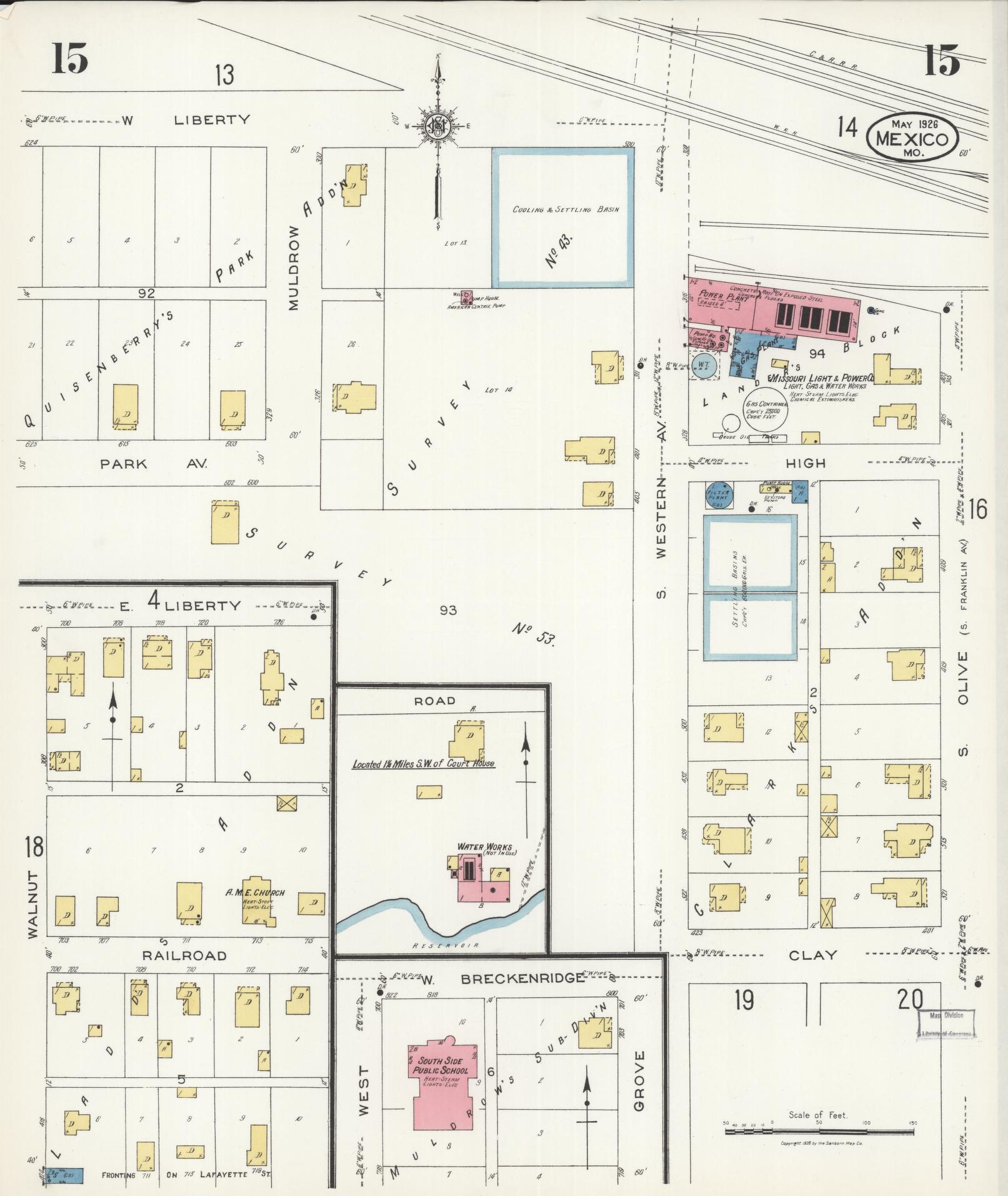 Sanborn Fire Insurance Map from Mexico, Audrain County, Missouri (1926), Sheet #0015 - Complete Map Set gallery image, historic Sanborn map, vintage wall art, Missouri Missouri