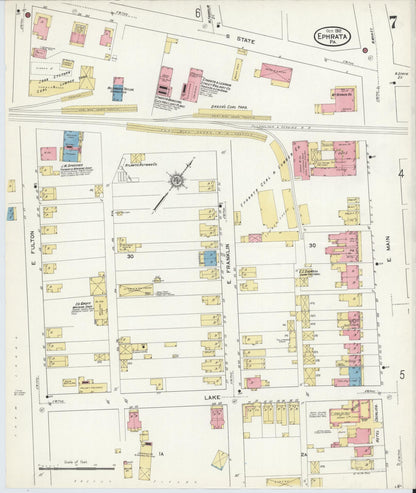 Sanborn Fire Insurance Map from Ephrata, Lancaster County, Pennsylvania (1912), Sheet #0007 - Complete Map Set gallery image, historic Sanborn map, vintage wall art, Pennsylvania Pennsylvania